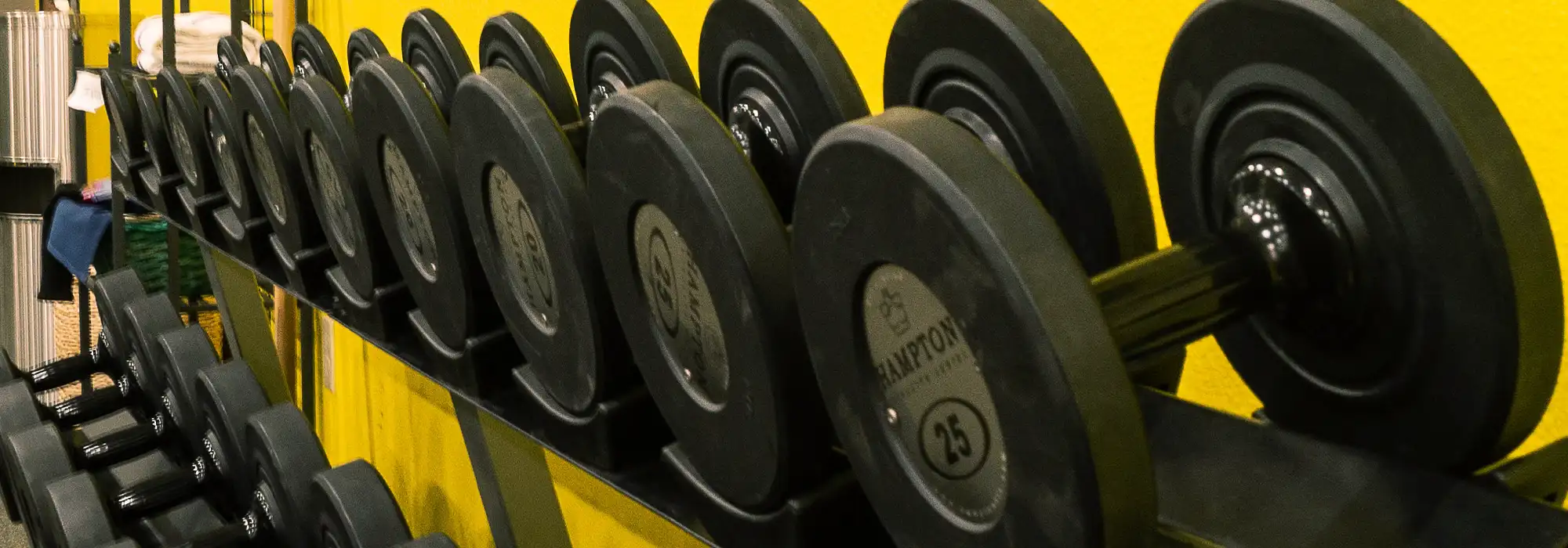 weights against a wall